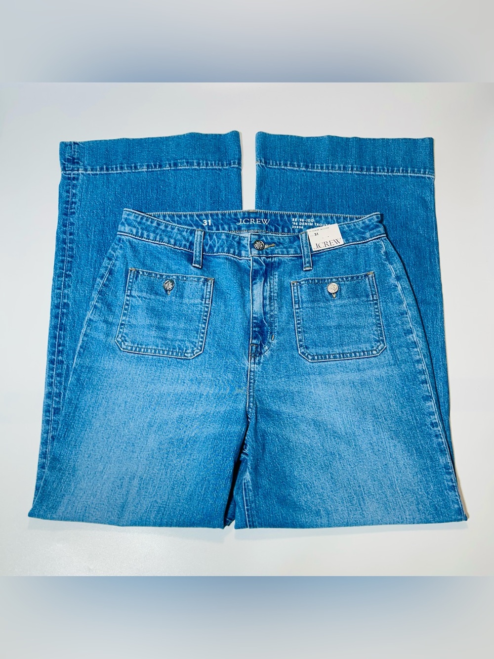 J.Crew ‘96 Denim Trouser Wide Leg Jeans Medium Wash New Women’s size 31